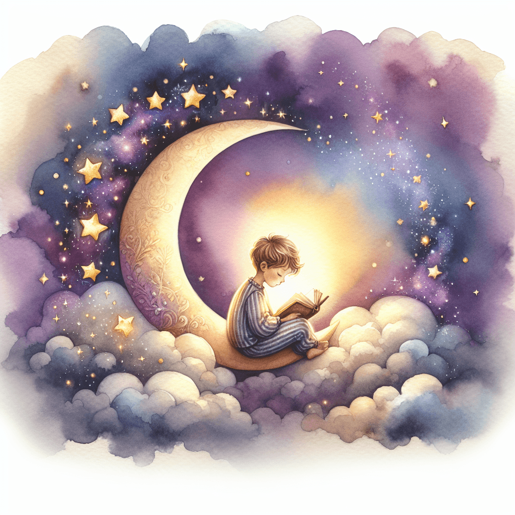 Dijete čita priču na mjesecu